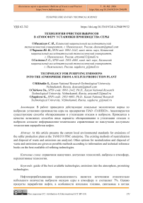 Технология очистки выбросов в атмосферу установки производства серы