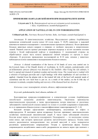 Применение нафталанской нефти при пододерматите коров