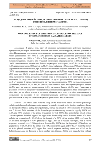 Овоцидное воздействие дезинвазионных средств против яиц возбудителей нематодироза