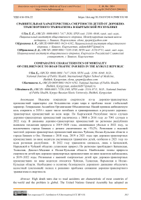 Сравнительная характеристика смертности детей от дорожно-транспортного травматизма в Кыргызской Республике