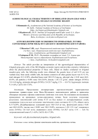 Agroecological characteristics of irrigated grass-gray soils of the Mil-Mughan economic region