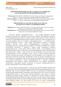 Библиометрический анализ статей в базе данных WOS по теме женского предпринимательства