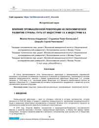 Влияние промышленной революции на экономическое развитие страны. Путь от индустрии 1.0. к индустрии 5.0