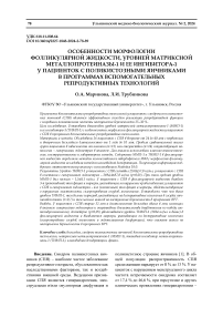 Особенности морфологии фолликулярной жидкости, уровней матриксной металлопротеиназы-1 и ее ингибитора-1 у пациенток с поликистозными яичниками в программах вспомогательных репродуктивных технологий