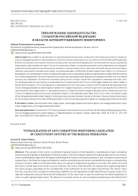 Типологизация законодательства субъектов Российской Федерации в области антикоррупционного мониторинга