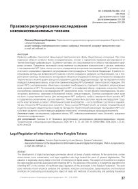 Правовое регулирование наследования невзаимозаменяемых токенов