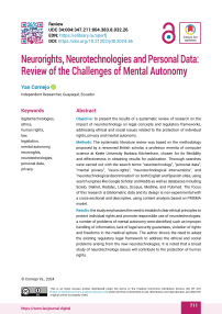 Neurorights, Neurotechnologies and Personal Data: Review of the Challenges of Mental Autonomy