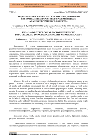 Социальные и психологические факторы, влияющие на употребление наркотиков среди молодежи: анализ современного общества