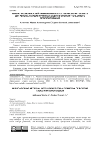 Анализ возможностей применения искусственного интеллекта для автоматизации рутинных задач в сфере интерьерного проектирования