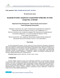 Фашизм Италии, национал-социализм Германии: истоки, сходство, отличия