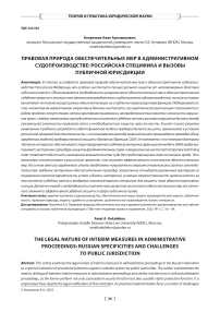 Правовая природа обеспечительных мер в административном судопроизводстве: российская специфика и вызовы публичной юрисдикции