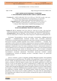 Сингулярно возмущенные уравнения с логарифмическими полюсами на одной линии
