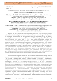 Microbiological Investigation of the Transboundary Rivers of the Eastern Zangezur Economic Region