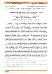 Культурные различия в идиоматических выражениях чувств в кыргызском, английском языках