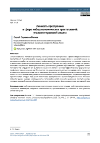 Личность преступника в сфере киберэкономических преступлений: уголовно-правовой анализ