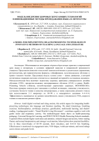 Модель внедрения здоровьесберегающих технологий в инновационные методы преподавания языка и литературы