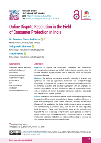Online Dispute Resolution in the Field of Consumer Protection in India