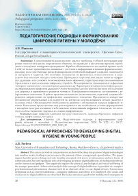 Педагогические подходы к формированию цифровой гигиены у молодёжи