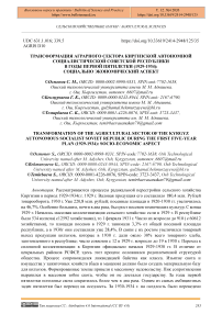Трансформация аграрного сектора Киргизской Автономной Социалистической Советской Республики в годы первой пятилетки (1929-1934): социально экономический аспект