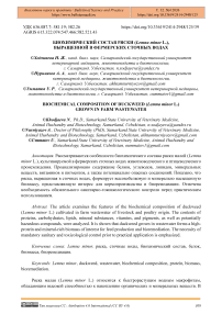 Биохимический состав ряски (Lemna minor L.), выращенной в фермерских сточных водах