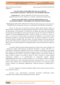 Age dynamics of distribution of Eimeria species parasitizing domestic chickens in the Shakhbuz region