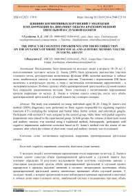 Влияние когнитивных нарушений у молодежи и их коррекции на динамику объема кратковременной зрительной и слуховой памяти