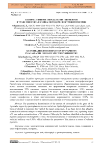 Количественное определение пигментов в траве многоколосника методом спектрофотометрии