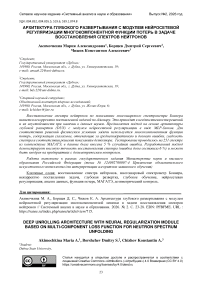 Архитектура глубокого развертывания с модулем нейросетевой регуляризации многокомпонентной невязки в задаче восстановления спектров нейтронов