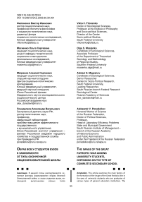 Образ ВОВ у студентов вузов в зависимости от типа оконченной общеобразовательной школы