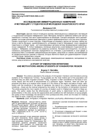 Исследование иммиграционных намерений и мотиваций у студенческой молодежи Хабаровского края
