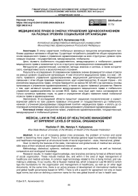 Медицинское право в сферах управления здравоохранением на разных уровнях социальной организации