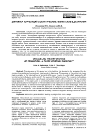 Динамика корреляций семантически близких слов в диахронии