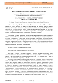 Изменения номенклатуры видов рода Cirsium Mill.