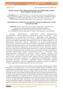 Профессионально-ориентированное обучение прикладной математике в магистратуре