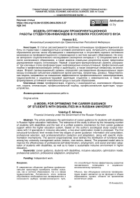 Модель оптимизации профориентационной работы студентов-инвалидов в условиях российского вуза