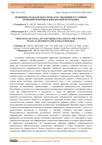 Принципы гражданского права и их эволюция в условиях правовой реформы в Кыргызской Республике