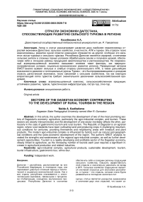 Отрасли экономики Дагестана, способствующие развитию сельского туризма в регионе