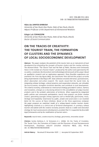 On the Tracks of Creativity: The Tourist Train, the Formation of Clusters and the Dynamics of Local Socioeconomic Development [Туристический поезд как креативный маршрут: формирование кластеров и динамика местного социально-экономического развития]