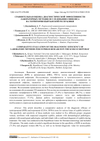 Сравнительная оценка диагностической эффективности лабораторных методик исследования сифилиса на территории Кыргызской Республики
