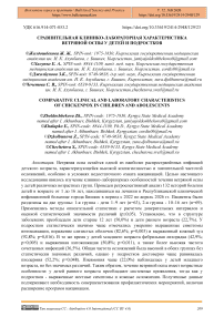 Сравнительная клинико-лабораторная характеристика ветряной оспы у детей и подростков