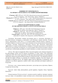 Влияние регуляторов роста на процесс фотосинтеза растений озимой пшеницы