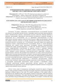 Функционирование языков в сфере делового бизнеса Кырзызстана (социолингвистический аспект)