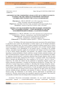 Atmospheric Deposition and Irrigation Water in the Ganja–Gazakh Region