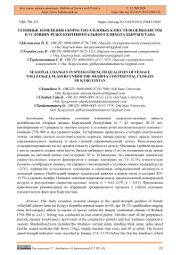 Сезонные изменения скоростно-силовых качеств волейболисток в условиях резко континентального климата Кыргызстана
