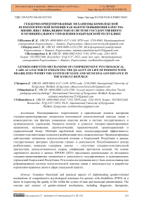 Гендерно-ориентированные механизмы комплексной психологической помощи как фактор повышения качества жизни лиц с инвалидностью в системе государственного и муниципального управления в Кыргызской Республике