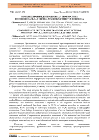 Комплексная предоперационная диагностика и функциональная оценка рубцовых стриктур пищевода
