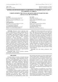 Корона во время полного солнечного затмения 20 марта 2015 г.и развитие 24-го цикла
