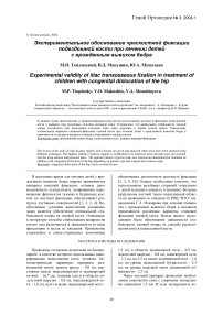 Экспериментальное обоснование чрескостной фиксации подвздошной кости при лечении детей с врожденным вывихом бедра