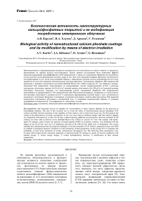 Биологическая активность наноструктурных кальцийфосфатных покрытий и ее модификация посредством электронного облучения