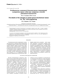 Особенности изменений биохимических показателей сыворотки крови собак при «веерном» способе удлинения конечности